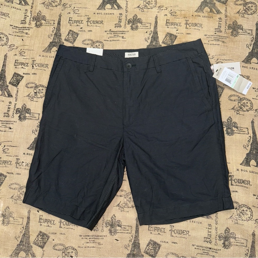 REACTION Kenneth Cole NWT! Men'S Black Combo Striped Cotton Short Size 34